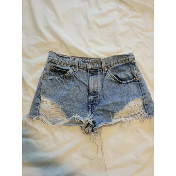 Levi's Pants - RARE VTG 80s Levi's 505 Orange Tab Cut Off Shorts 30 Frayed Hems UPSIDE DOWN TAG